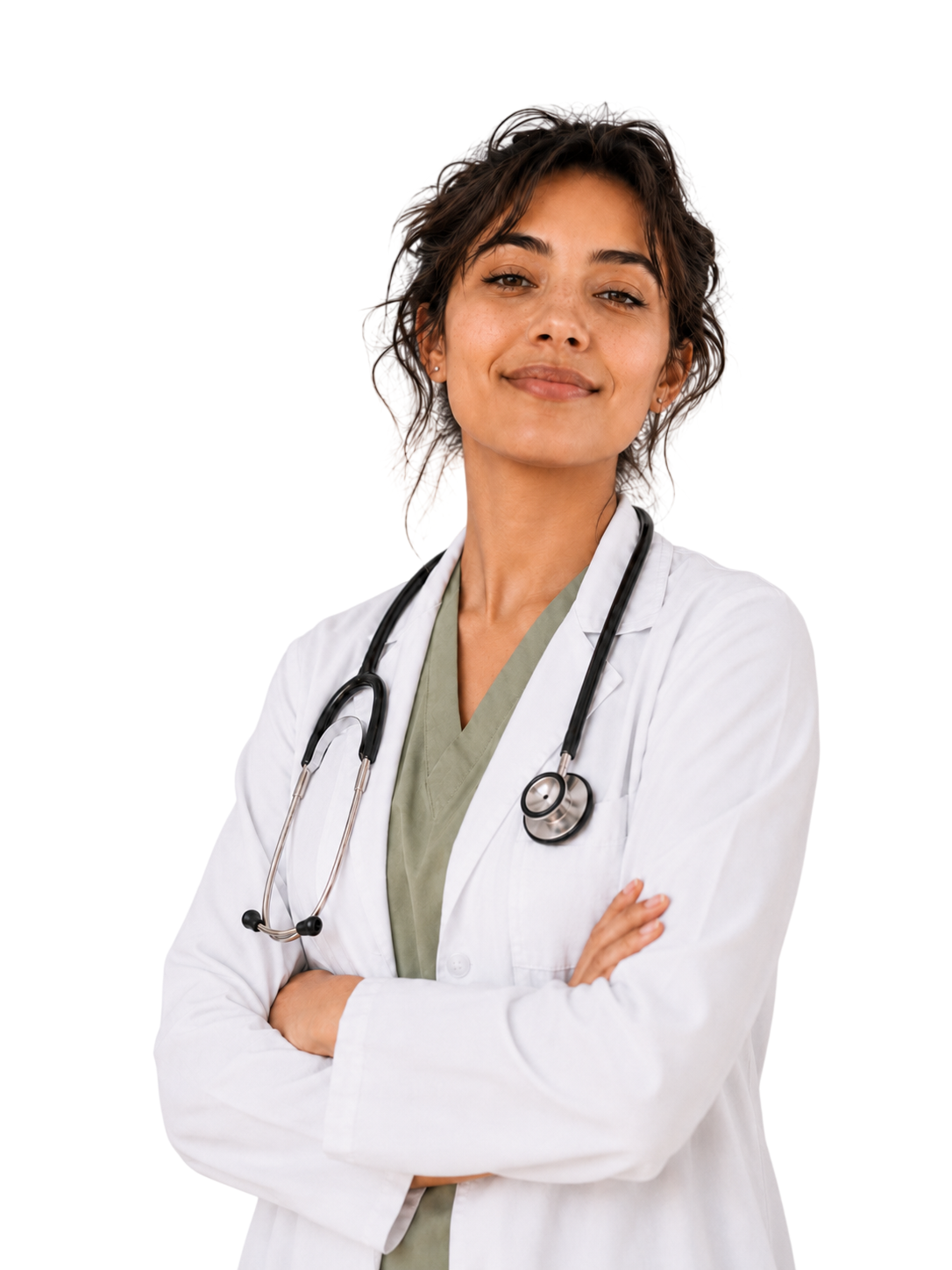 A veterinarian smiling after finishing notes with Finches